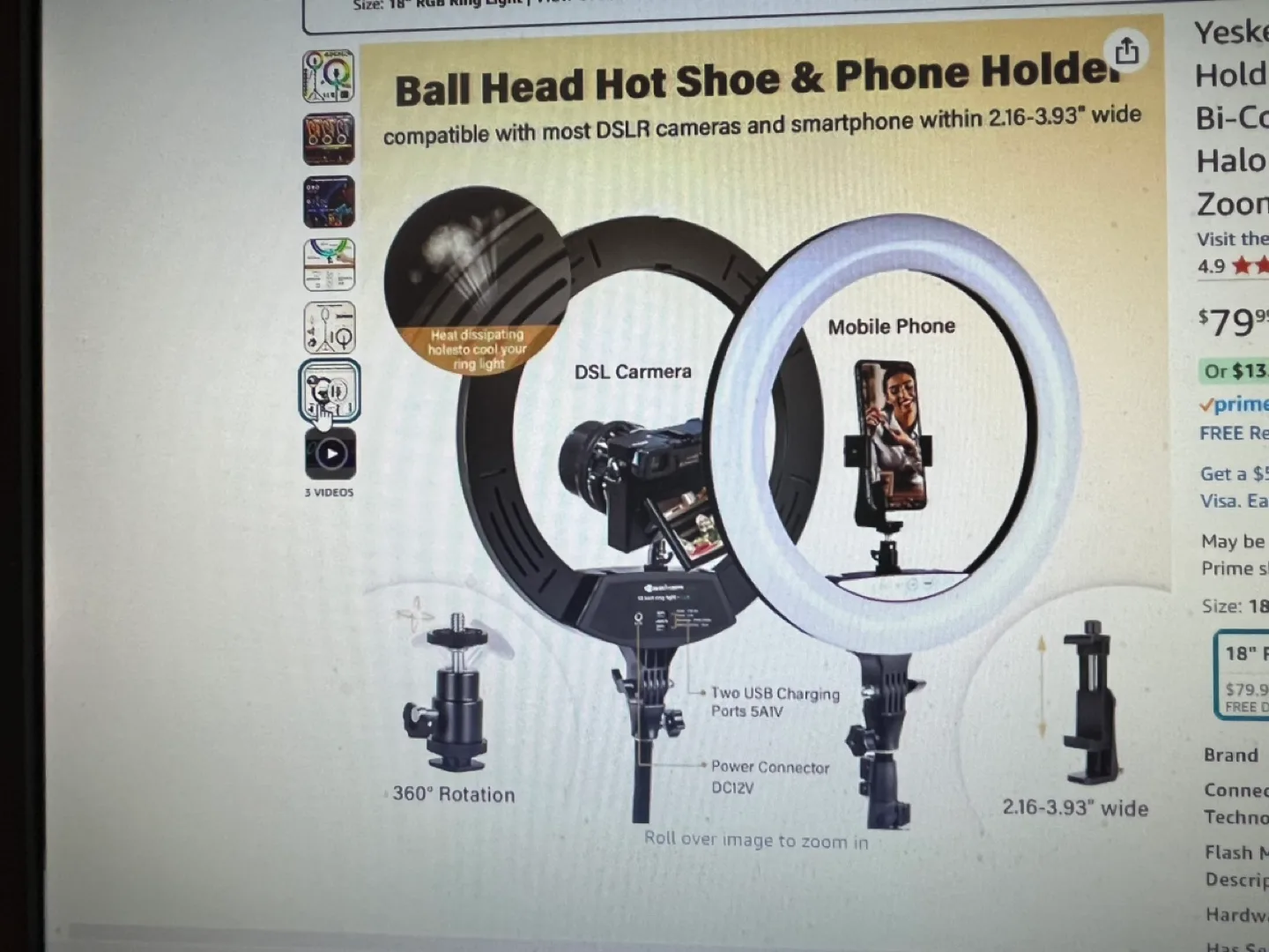 18 inch RGB Ring Light with Tripod Stand and Phone Holder image indicator(6)