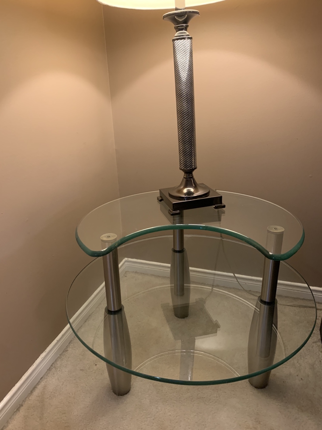 TWO Glass and Metal Two-Tiered Coffee Tables - photo 2