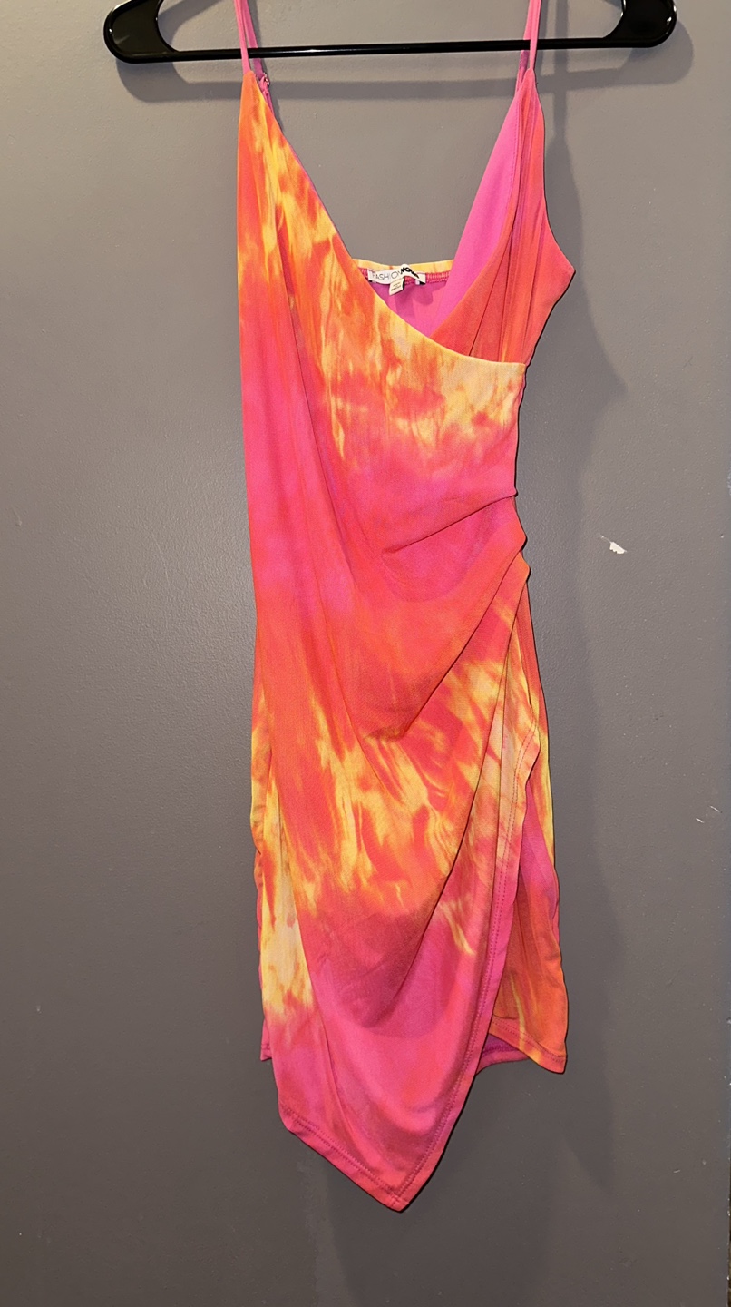 Pink and Orange Tie Dye Dress