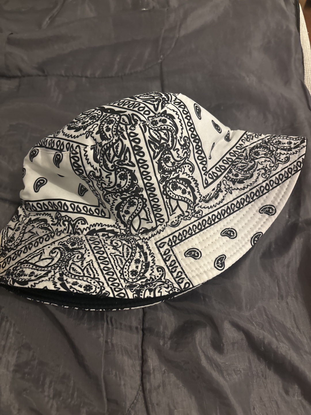 White and Black Bandana Bucket Hat #freecycle