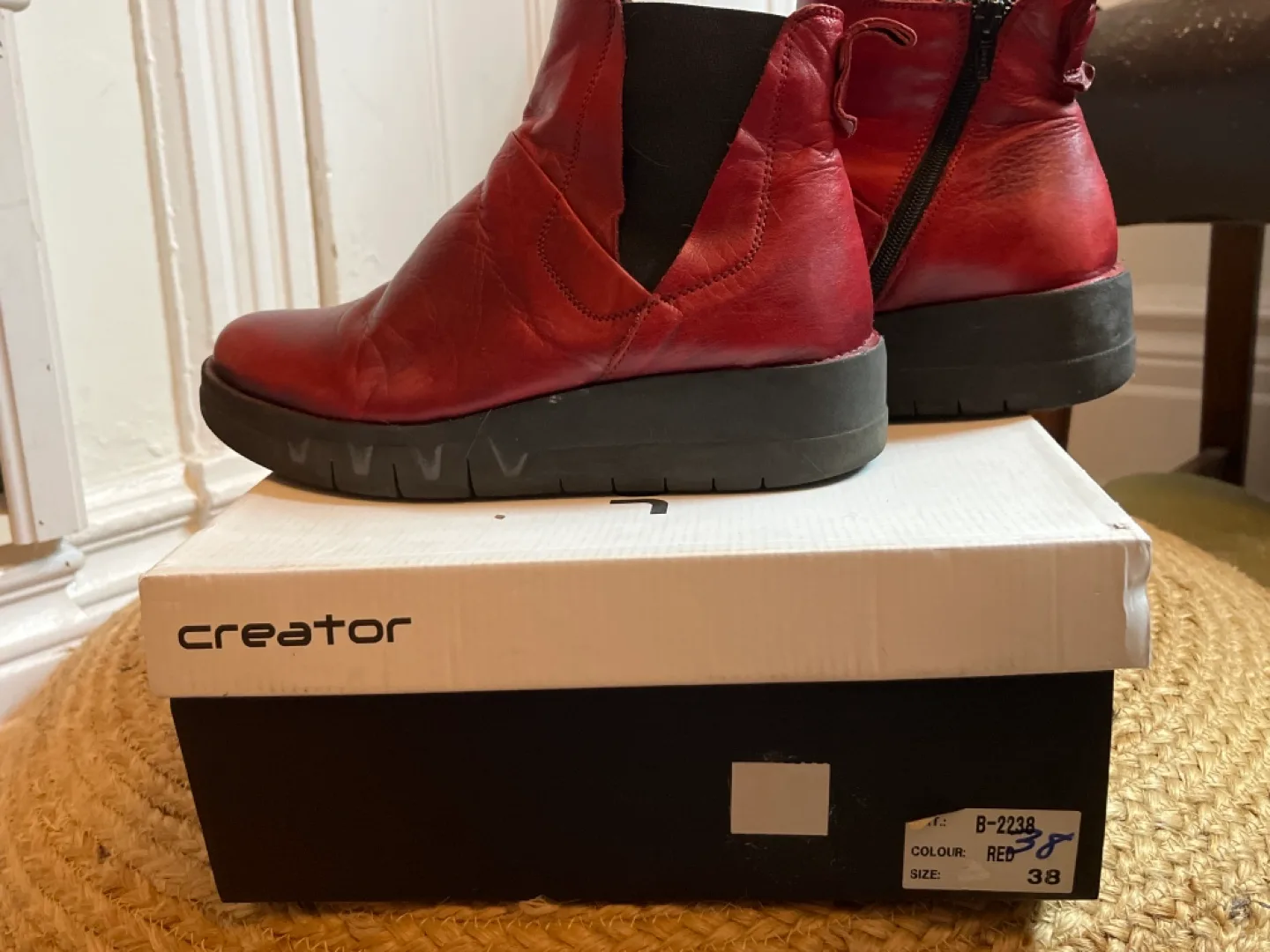 Creator burgundy real Leather Ankle Boots image indicator(2)