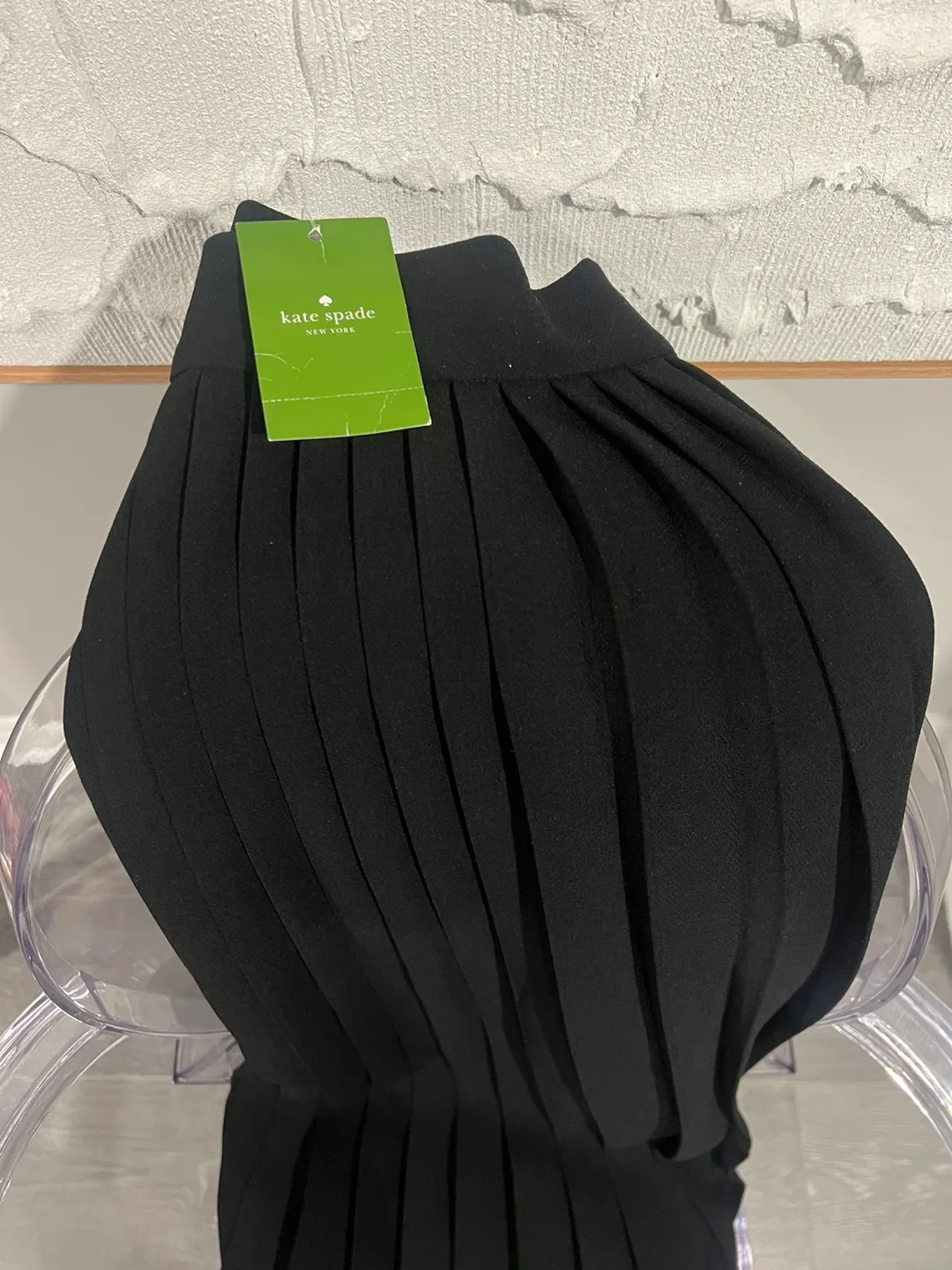 Brand New Kate Spade Black Pleated Crepe Skirt image indicator(2)
