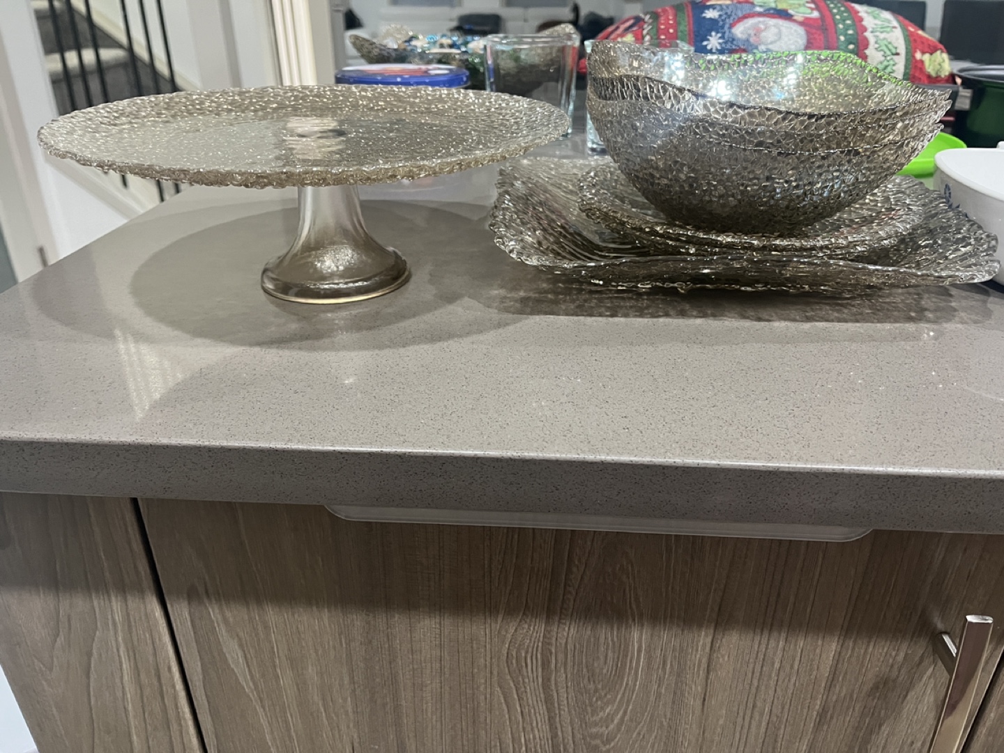 Glass Cake Stand and Serving Bowls