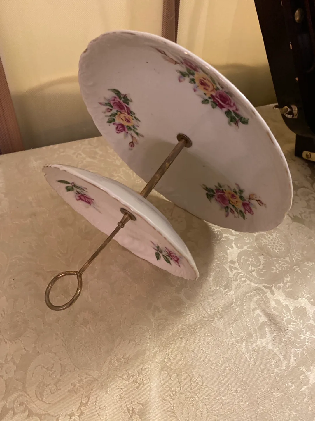 small Two - Tiered Serving Stand with Roses image indicator(2)