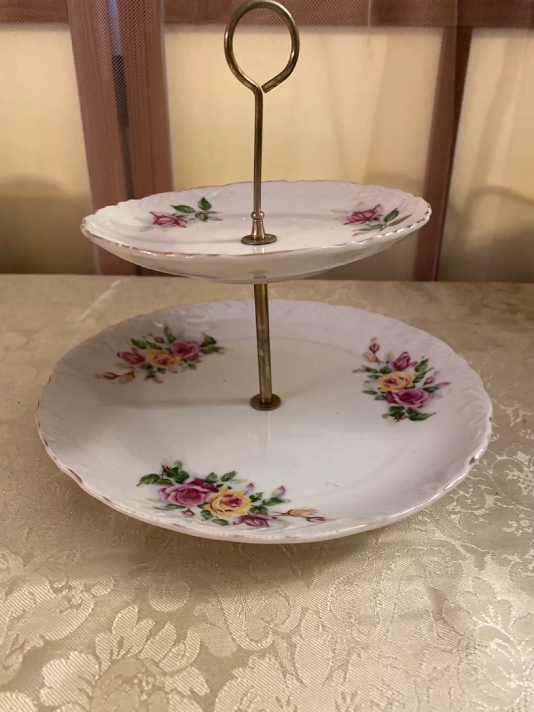 small Two - Tiered Serving Stand with Roses image indicator(3)
