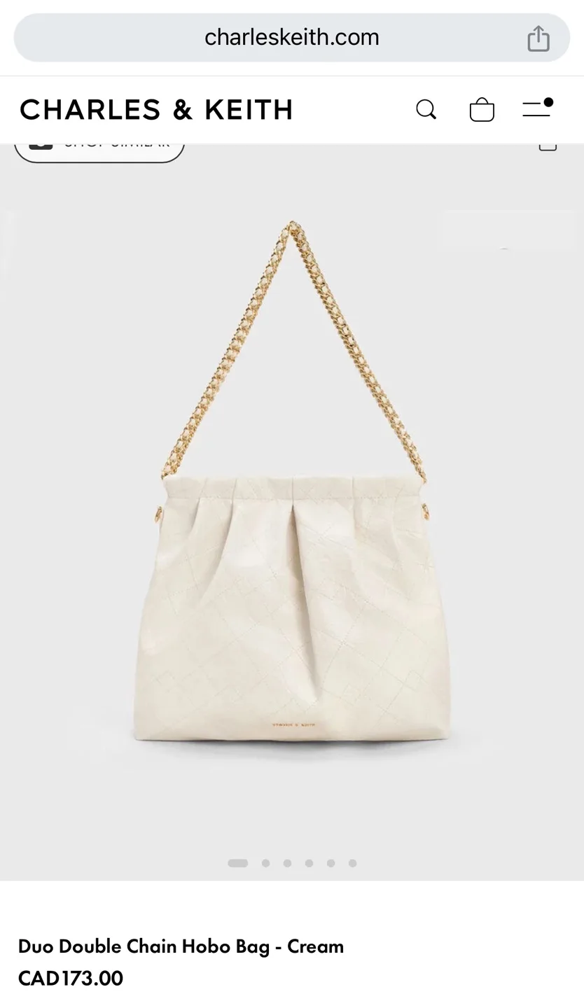 Charles & Keith Double Chain Hobo Bag in Cream image indicator(3)