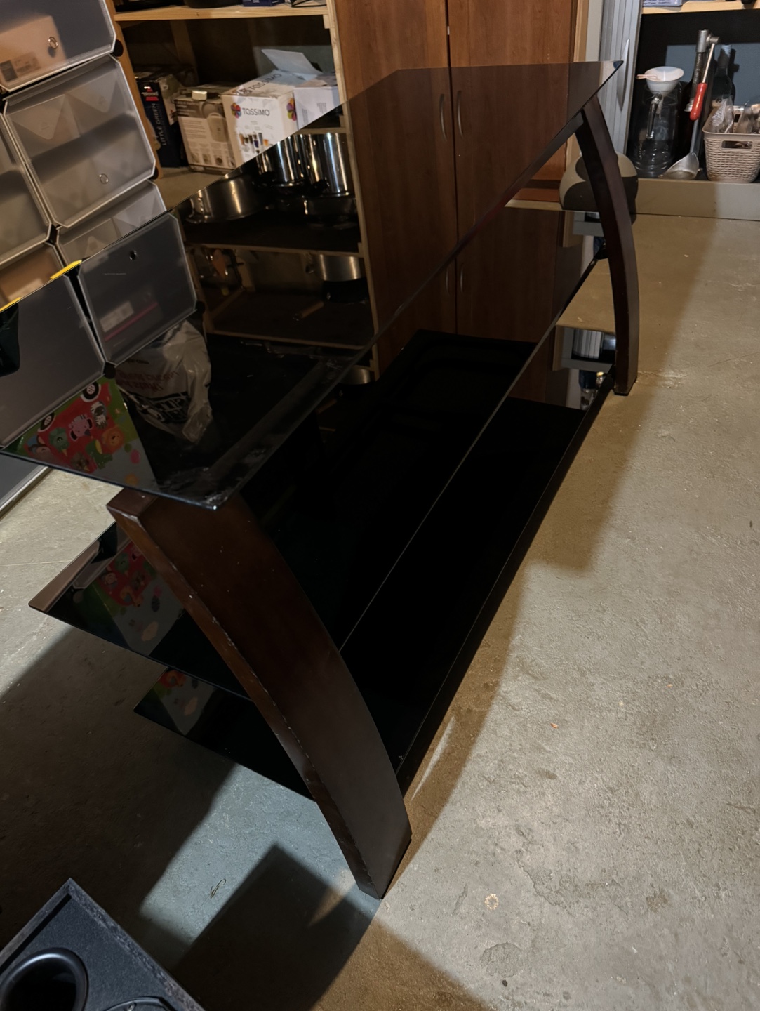 Black Glass TV Stand - photo 2
