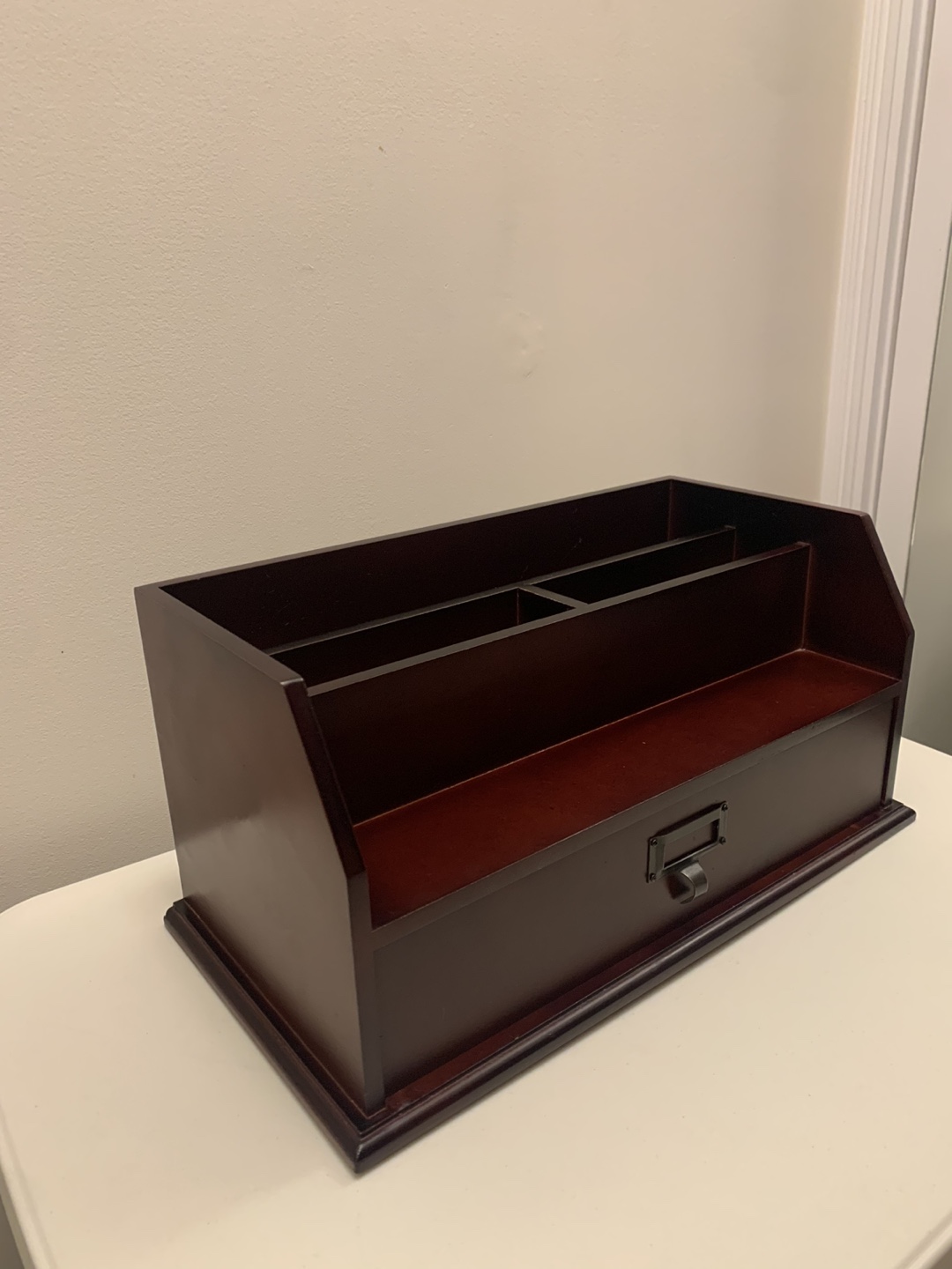 Wooden Desk Organizer with Drawer - photo 2