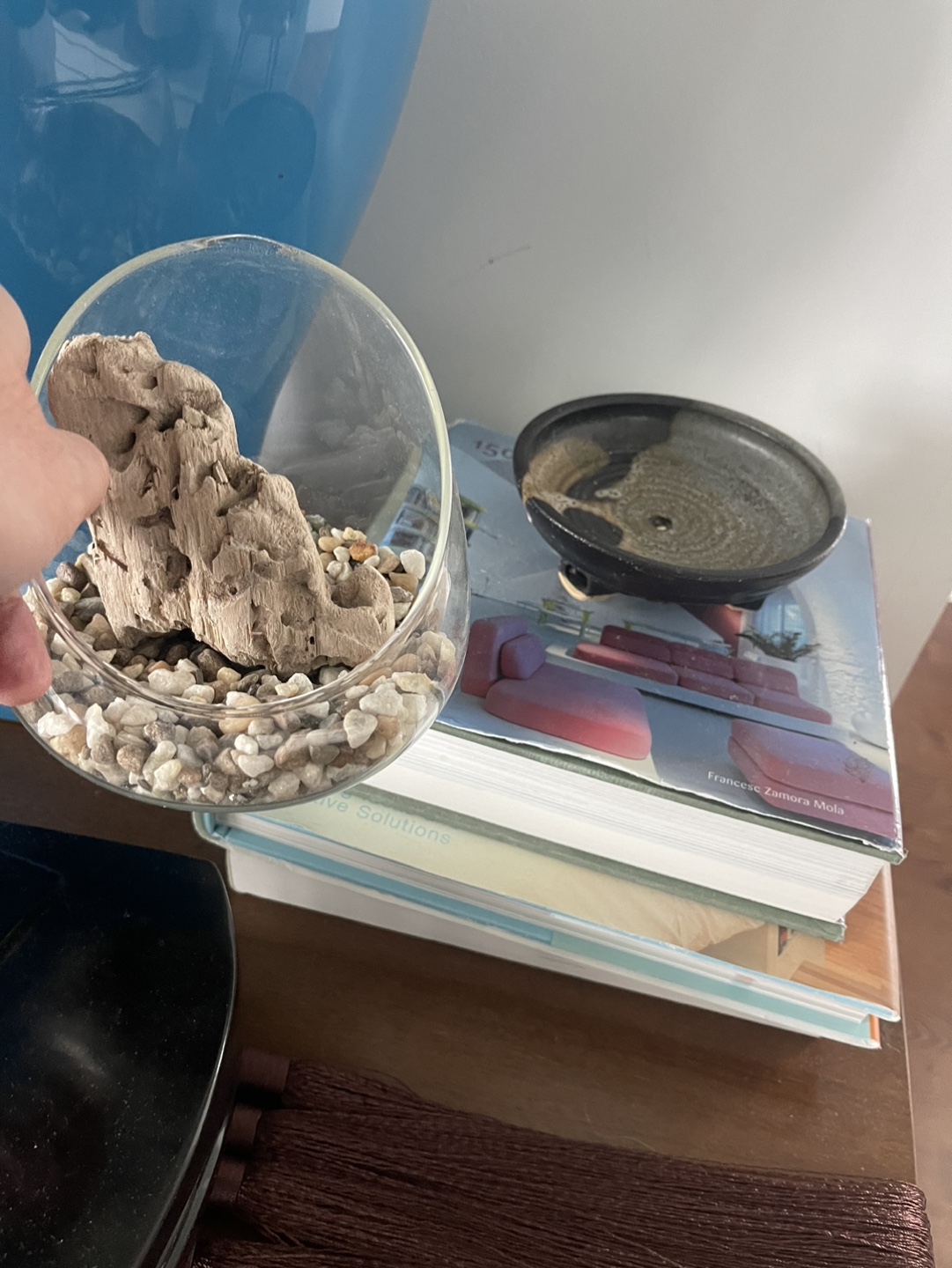 Glass Terrarium with Driftwood and Stones - photo 3