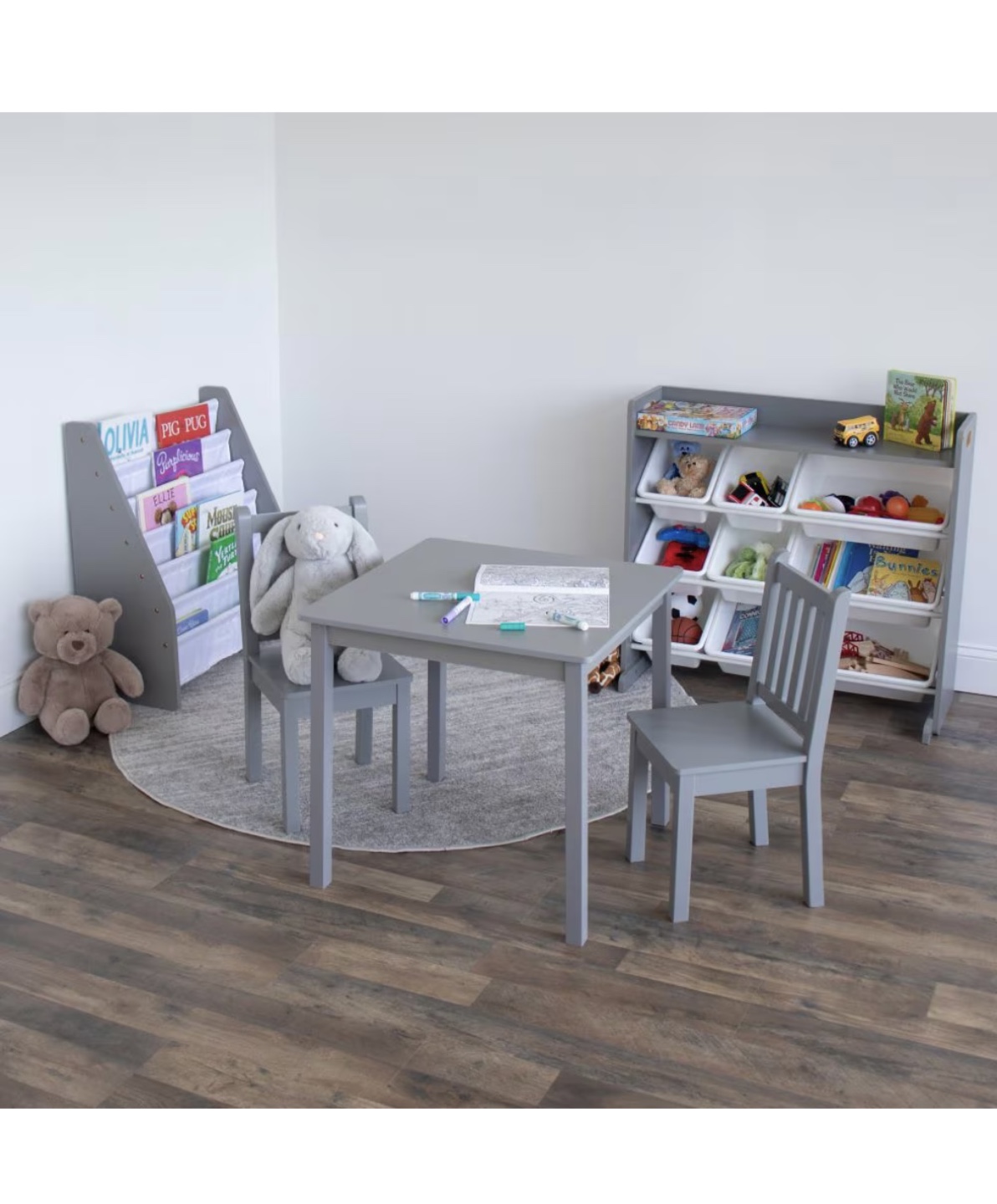 New Grey Big Kids Wood Table and 2 Chair Set - photo 3