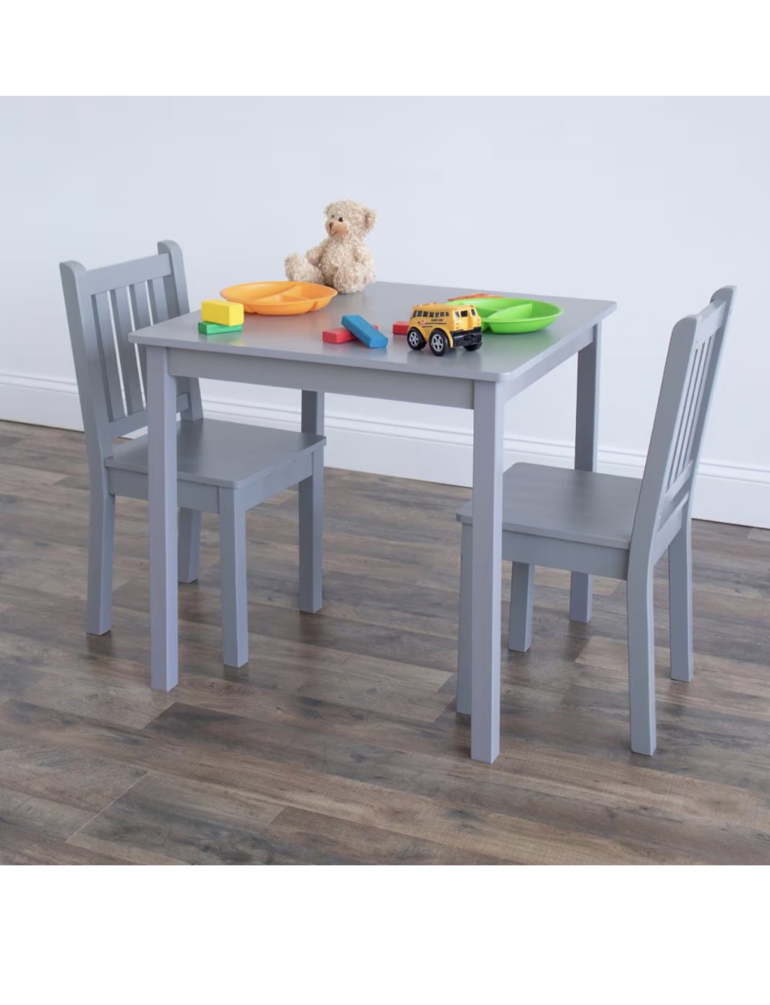 New Grey Big Kids Wood Table and 2 Chair Set - photo 4
