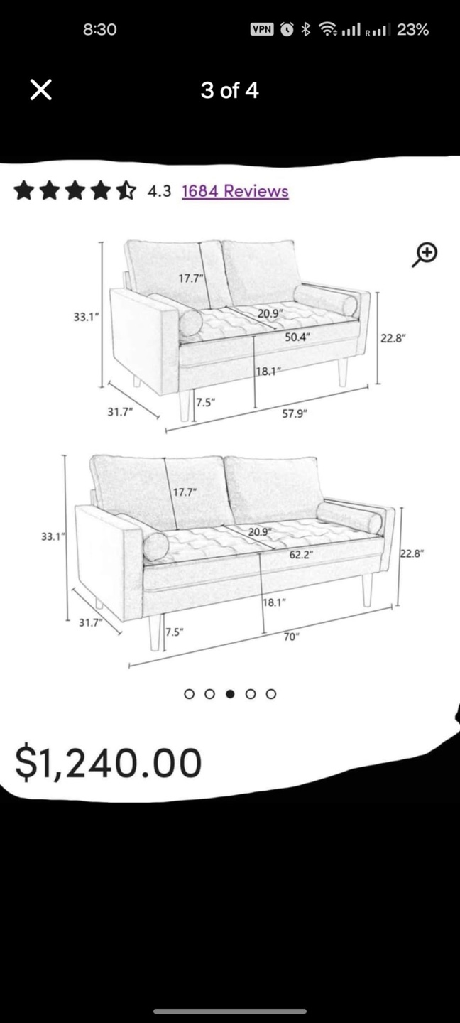 Loveseat and 3 seater couch - photo 4