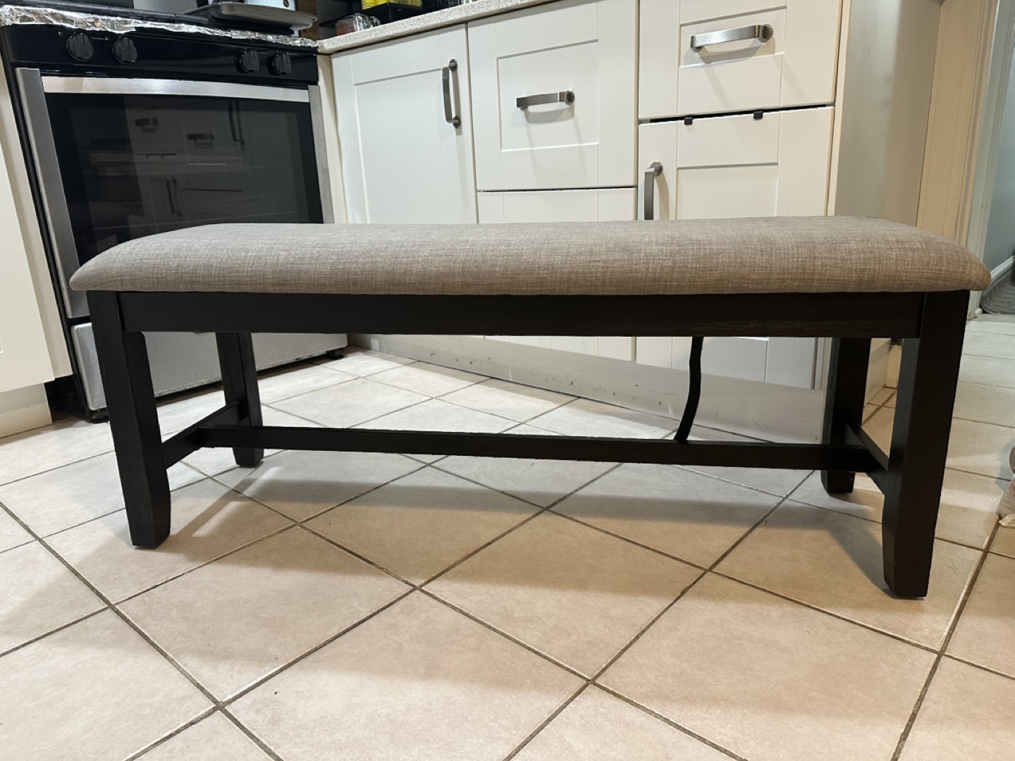 Upholstered linen bench - photo 3