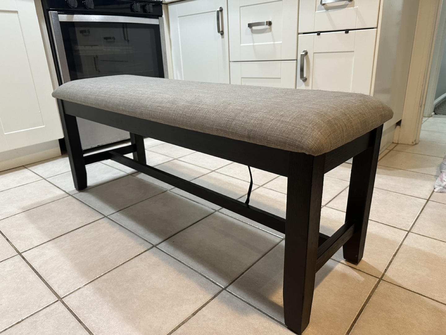 Upholstered linen bench
