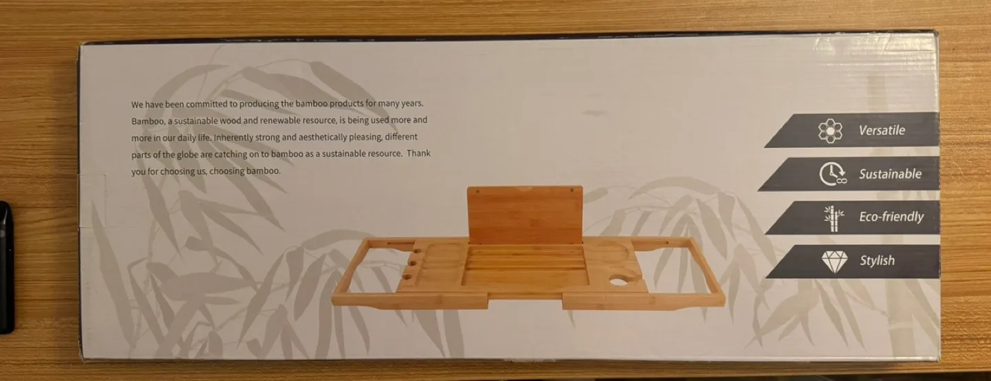 Bamboo Bathtub Caddy Tray image indicator(2)