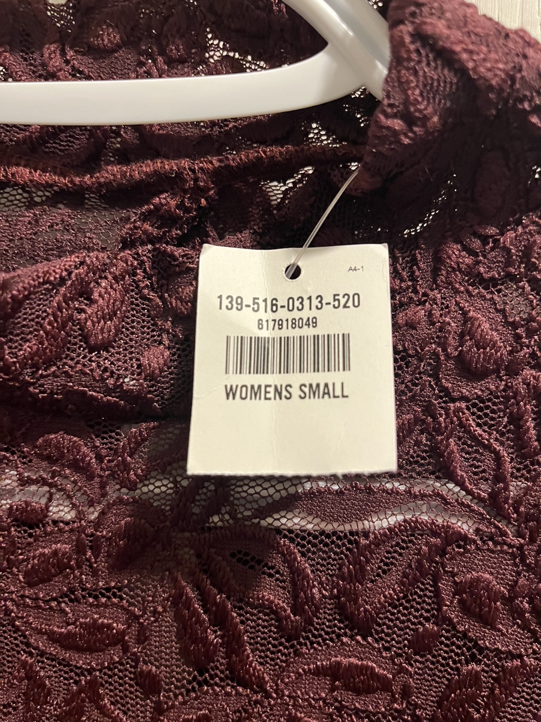 Abercrombie & Fitch Burgundy Lace Long Sleeve Top - Size Small - photo 3