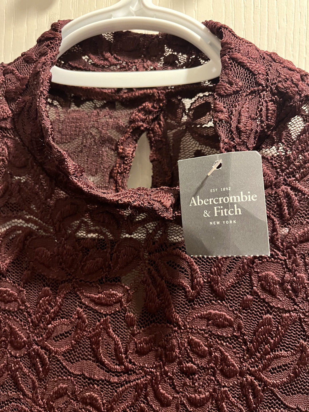 Abercrombie & Fitch Burgundy Lace Long Sleeve Top - Size Small - photo 2