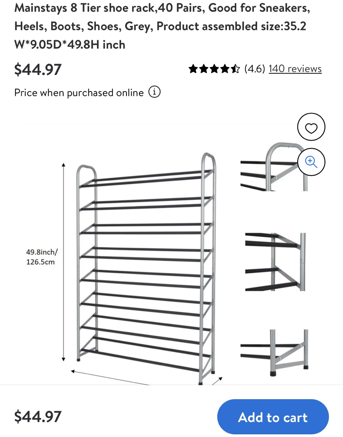 Mainstays 8 Tier Shoe Rack - photo 2
