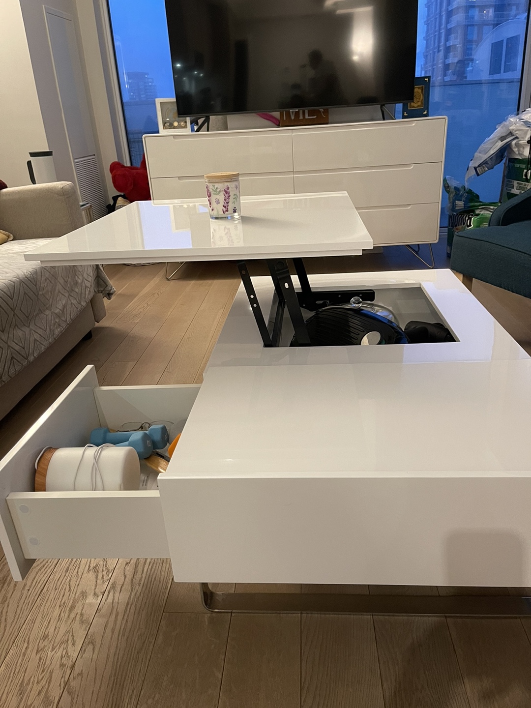 White Lift Top Coffee Table - photo 4