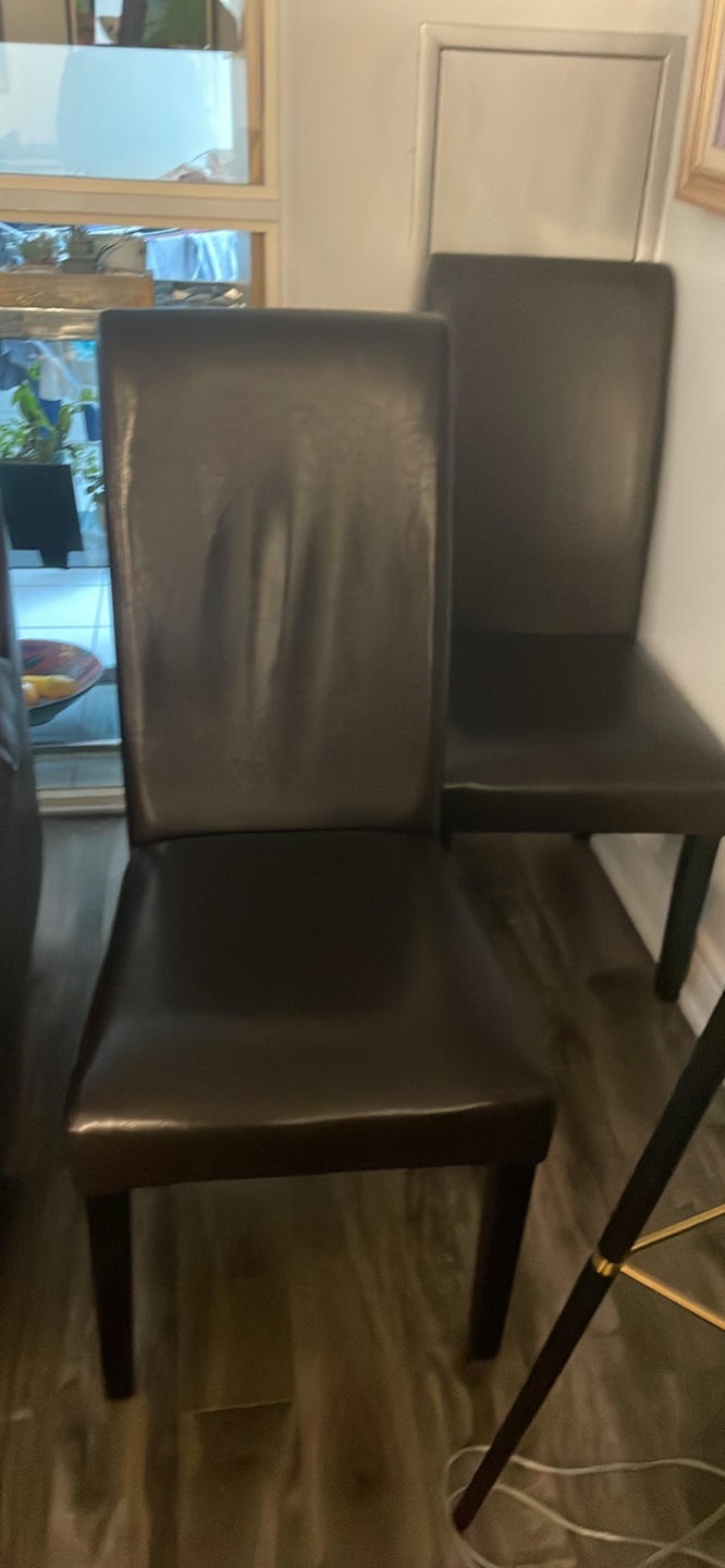 4 dark brown dining room chairs