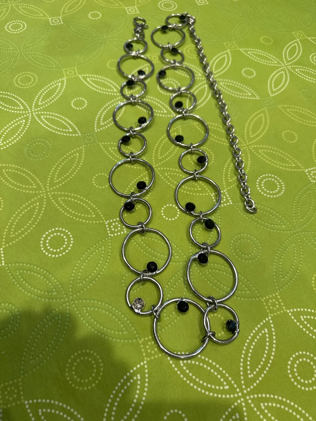 Silver Chain Belt with Black Rhinestones image indicator(2)