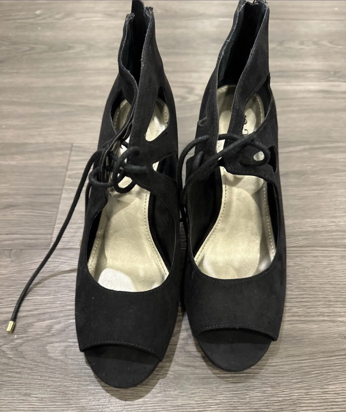 Black Suede Lace-Up Heels image indicator(2)