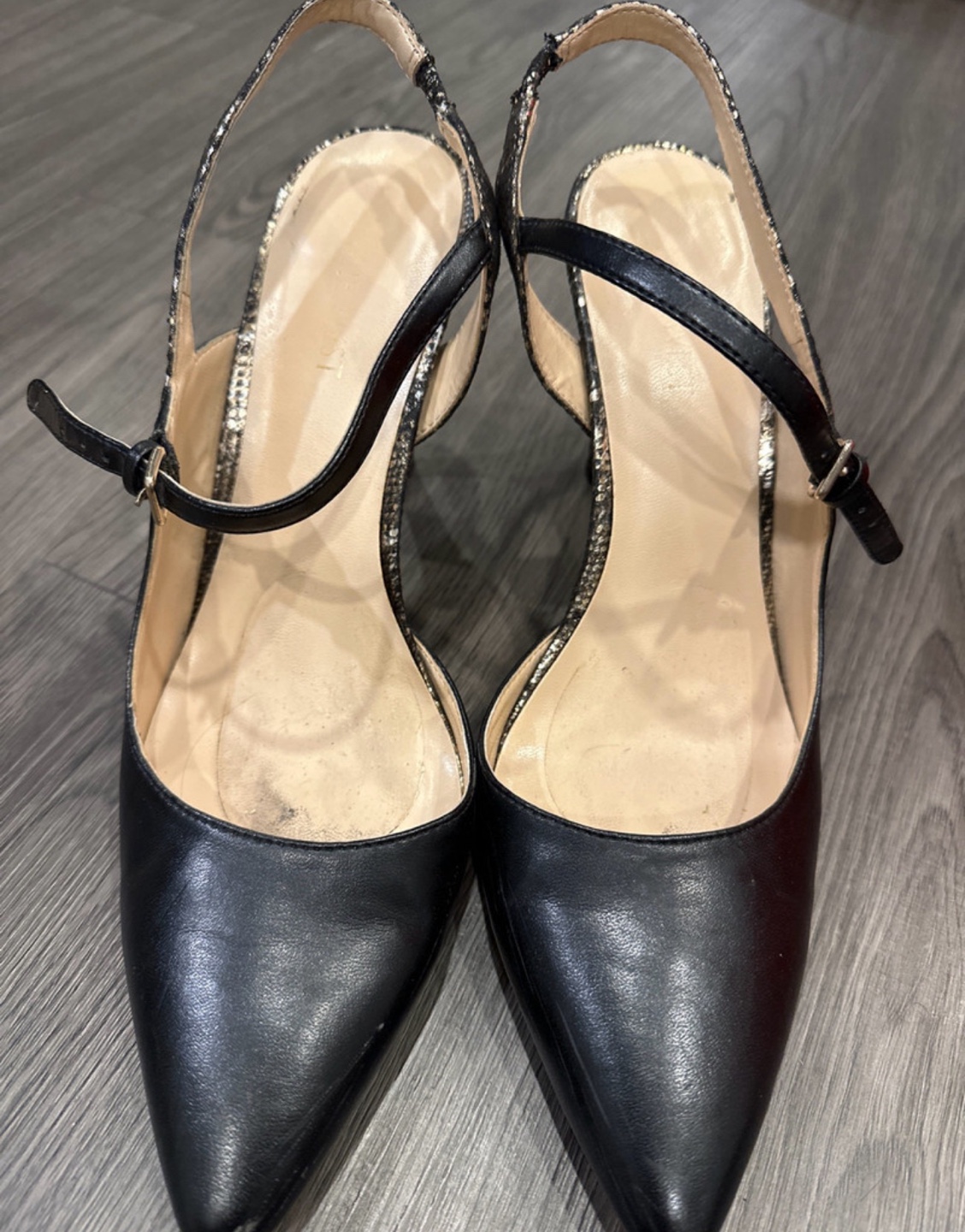Black Leather Snake Skin Heels - photo 2