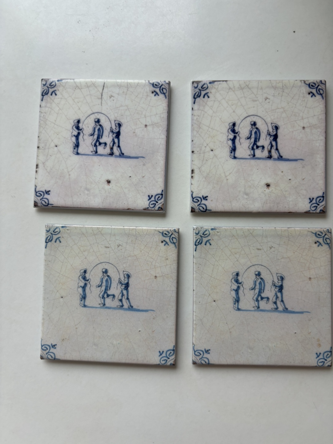 Set of 4 Delft Tiles fridge magnets