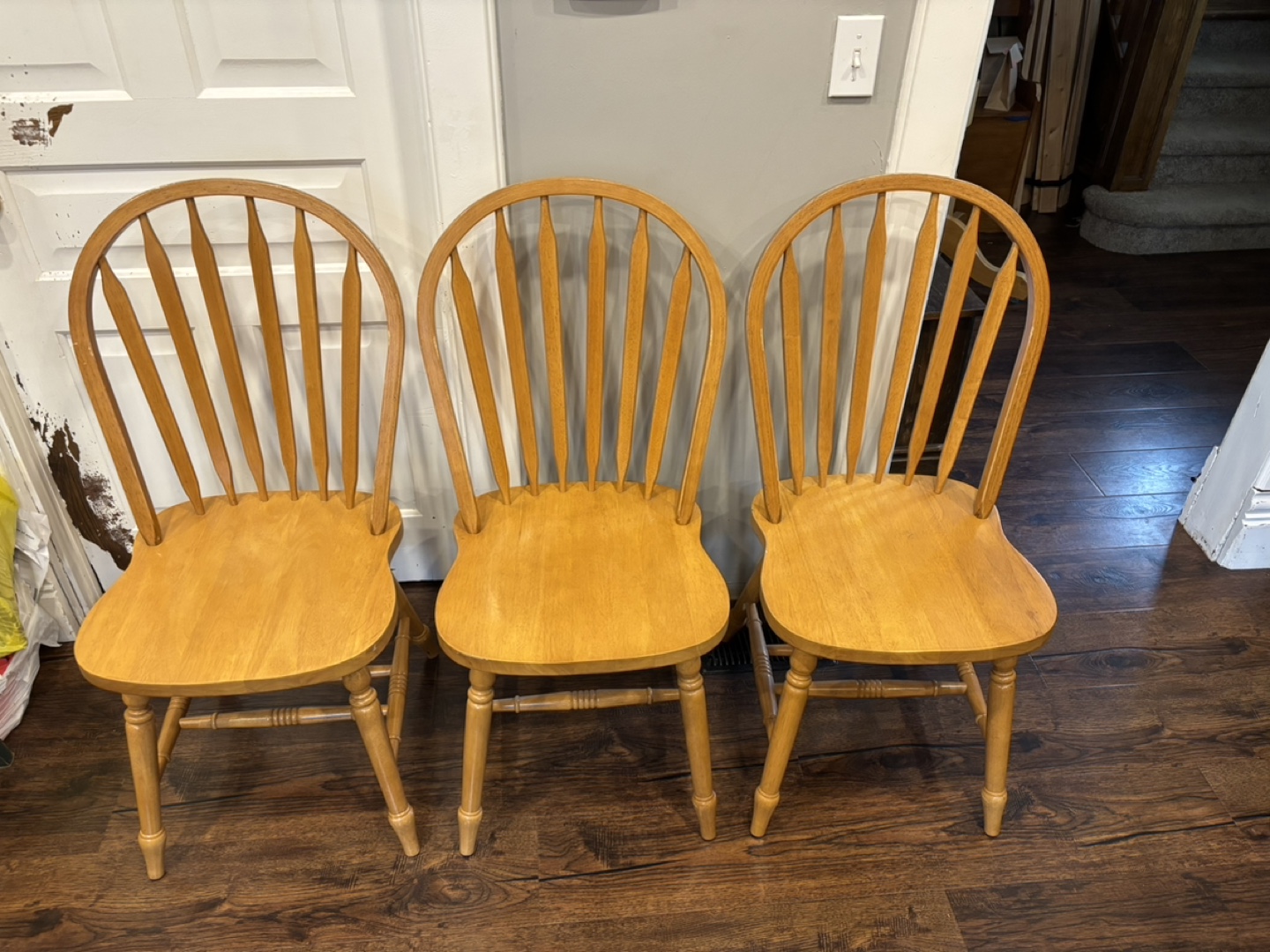 Set of 3 Wooden Dining Chairs