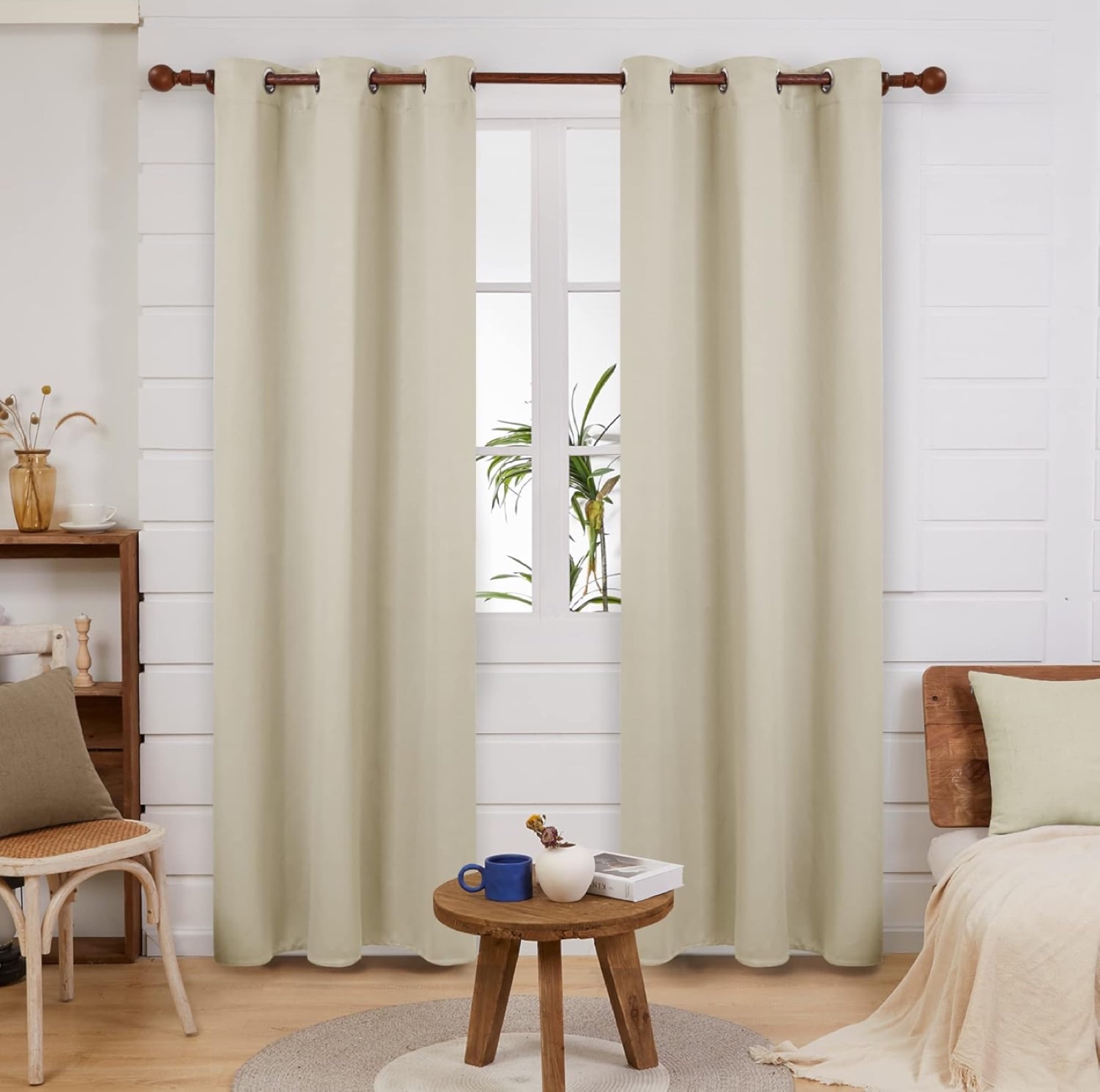 Beige Room Darkening Curtains 3pcs - photo 2