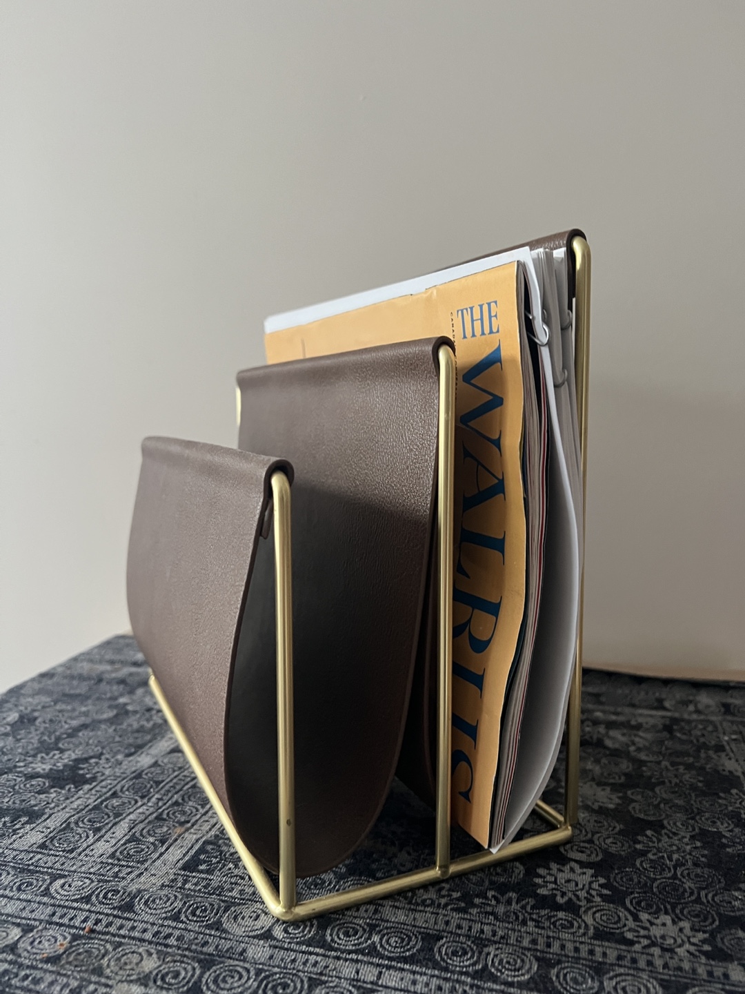 Gold and Brown Magazine Holder
