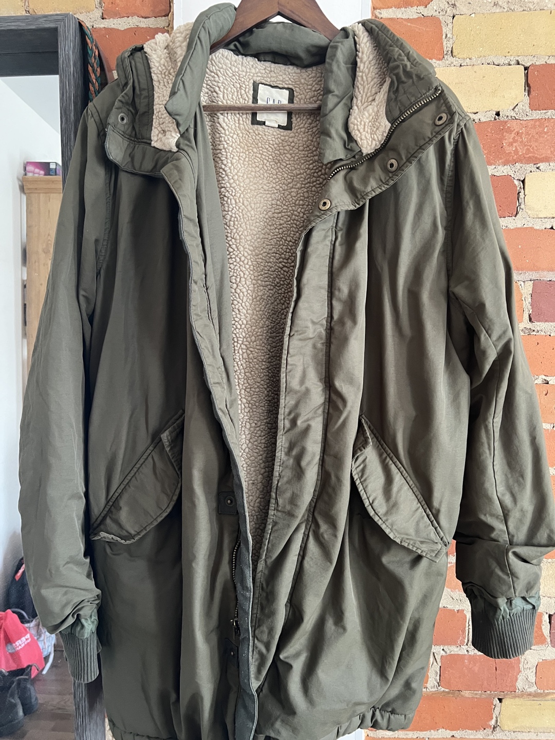 Green Winter Jacket with Sherpa Lining