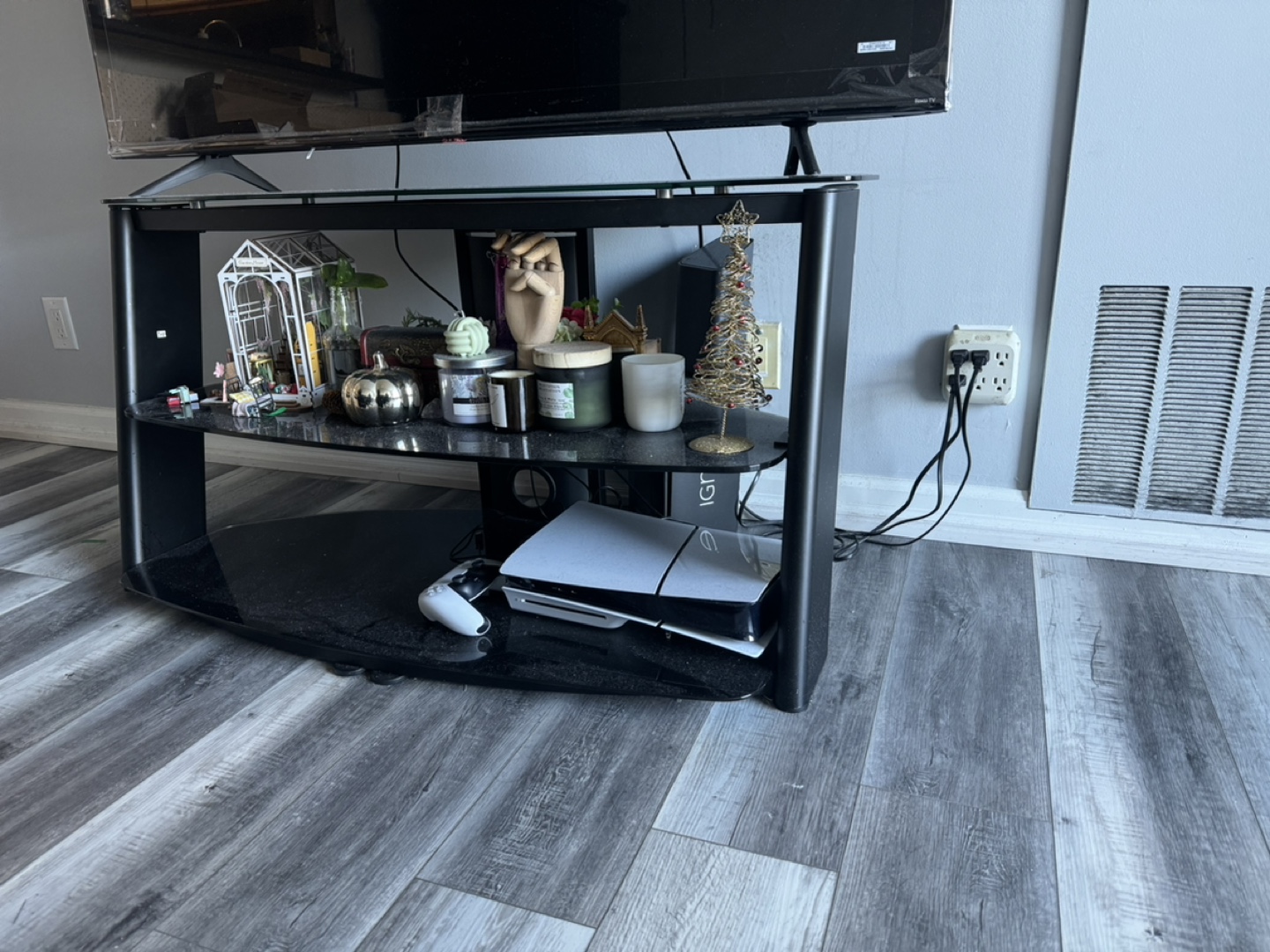 Black Glass TV Stand - photo 2
