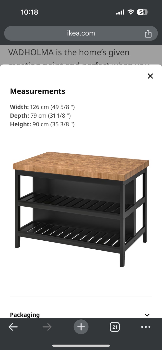 IKEA VADHOLMA Kitchen Island