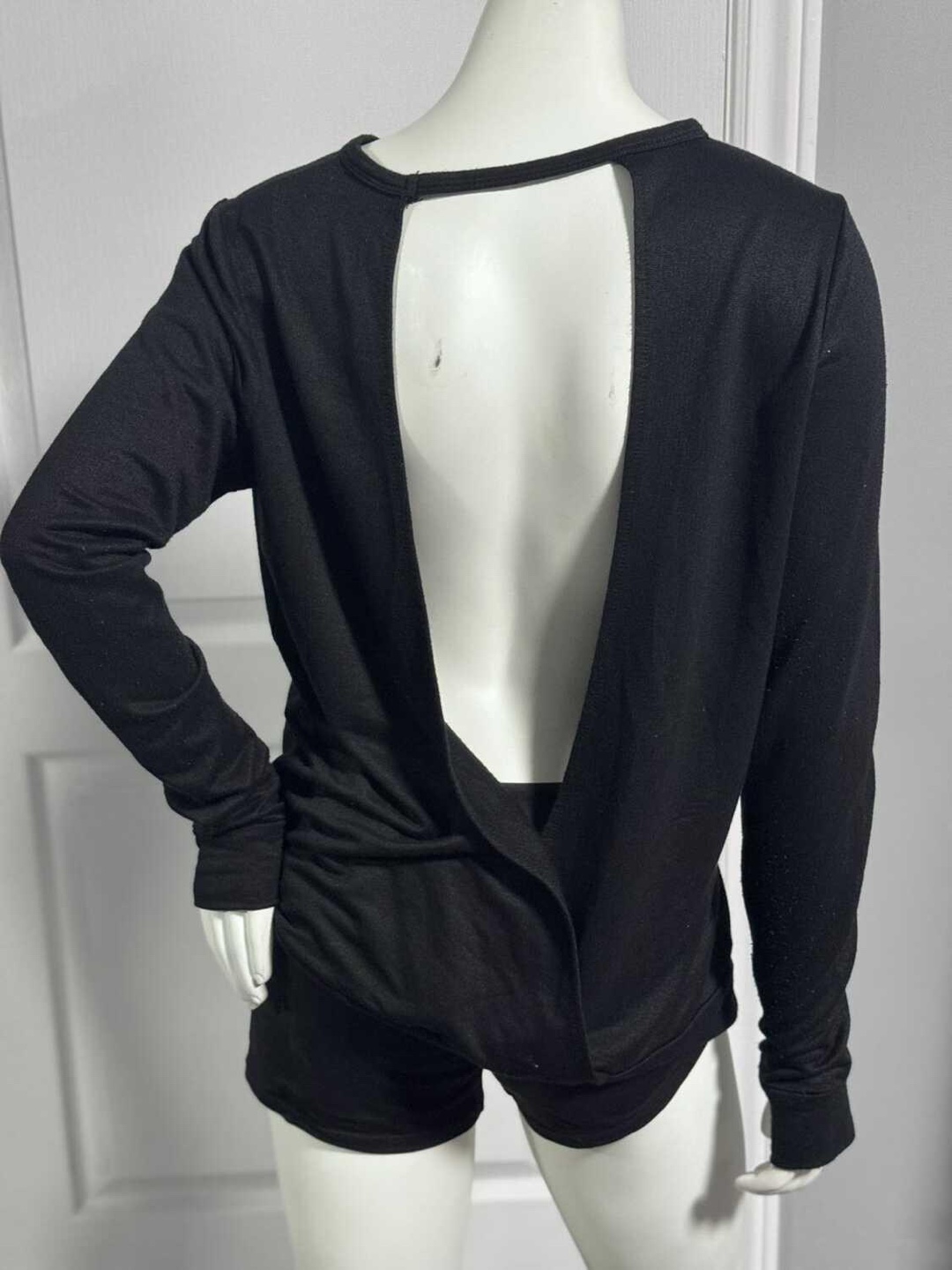 Black Open Back Long Sleeve Top (Medium) - photo 3
