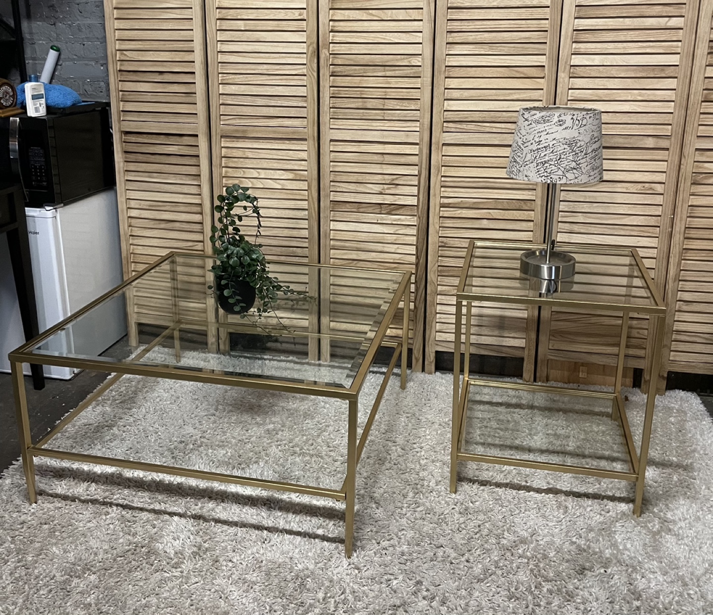Gold Glass Coffee Table Set - photo 3