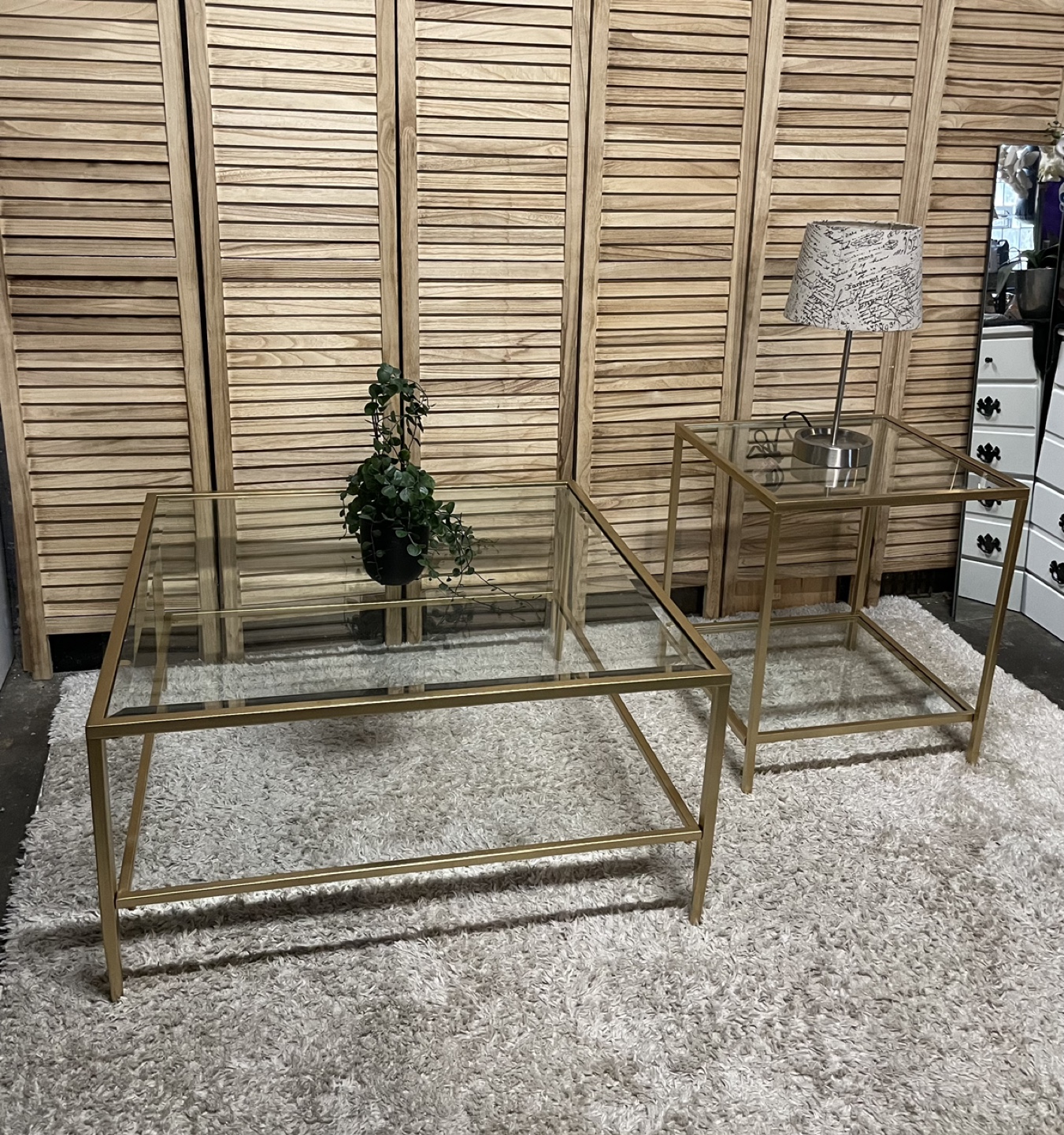 Gold Glass Coffee Table Set