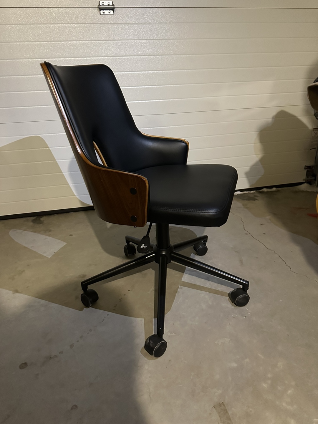 Black Office Chair with Wooden Back