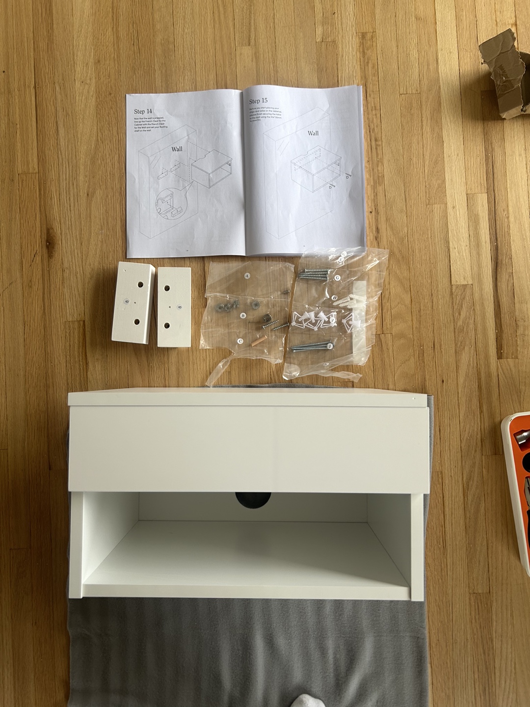 White Floating Nightstand with Drawer