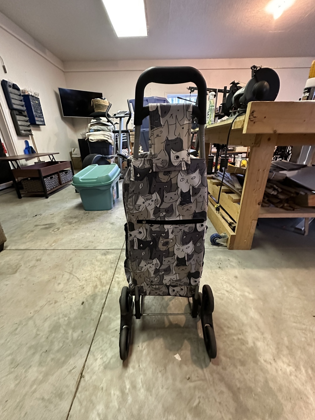 Rolling Shopping Trolley with Cat Pattern - photo 3
