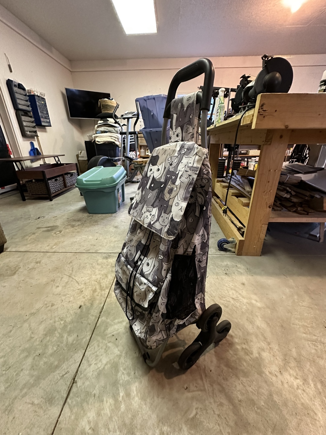Rolling Shopping Trolley with Cat Pattern - photo 2