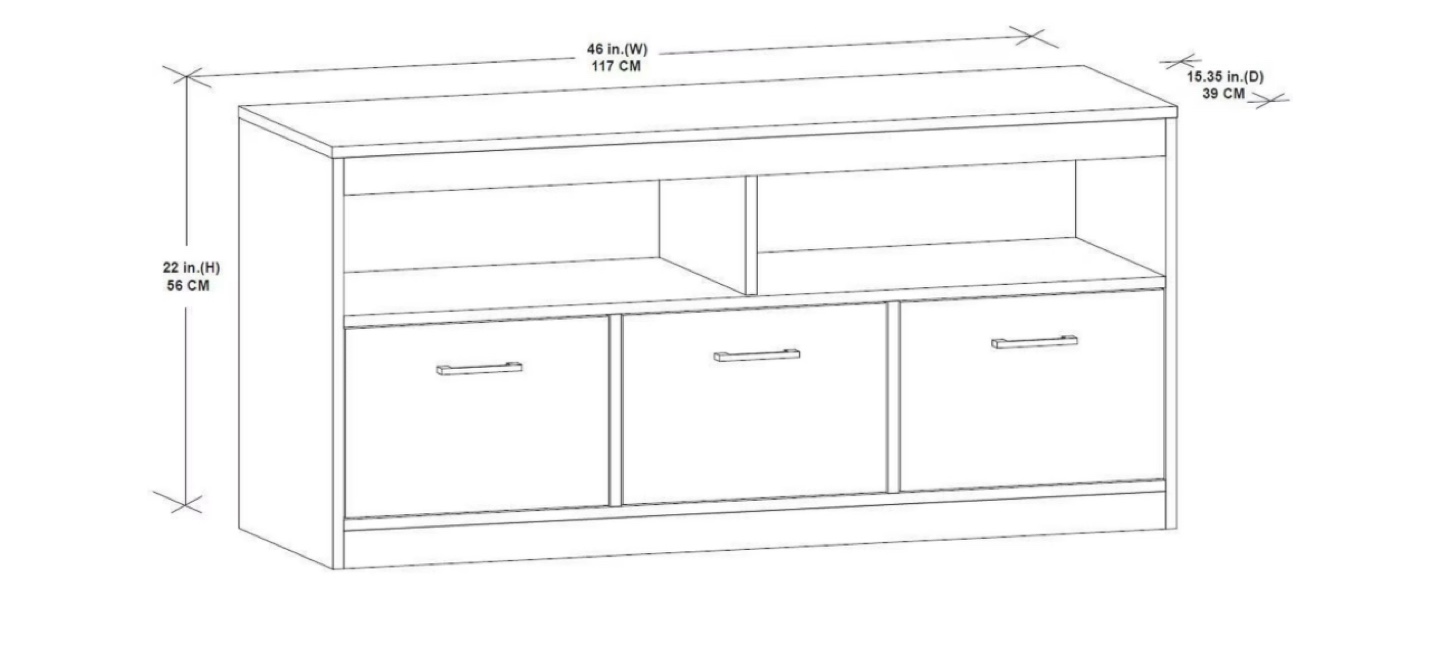 Black TV Stand with 3 Drawers