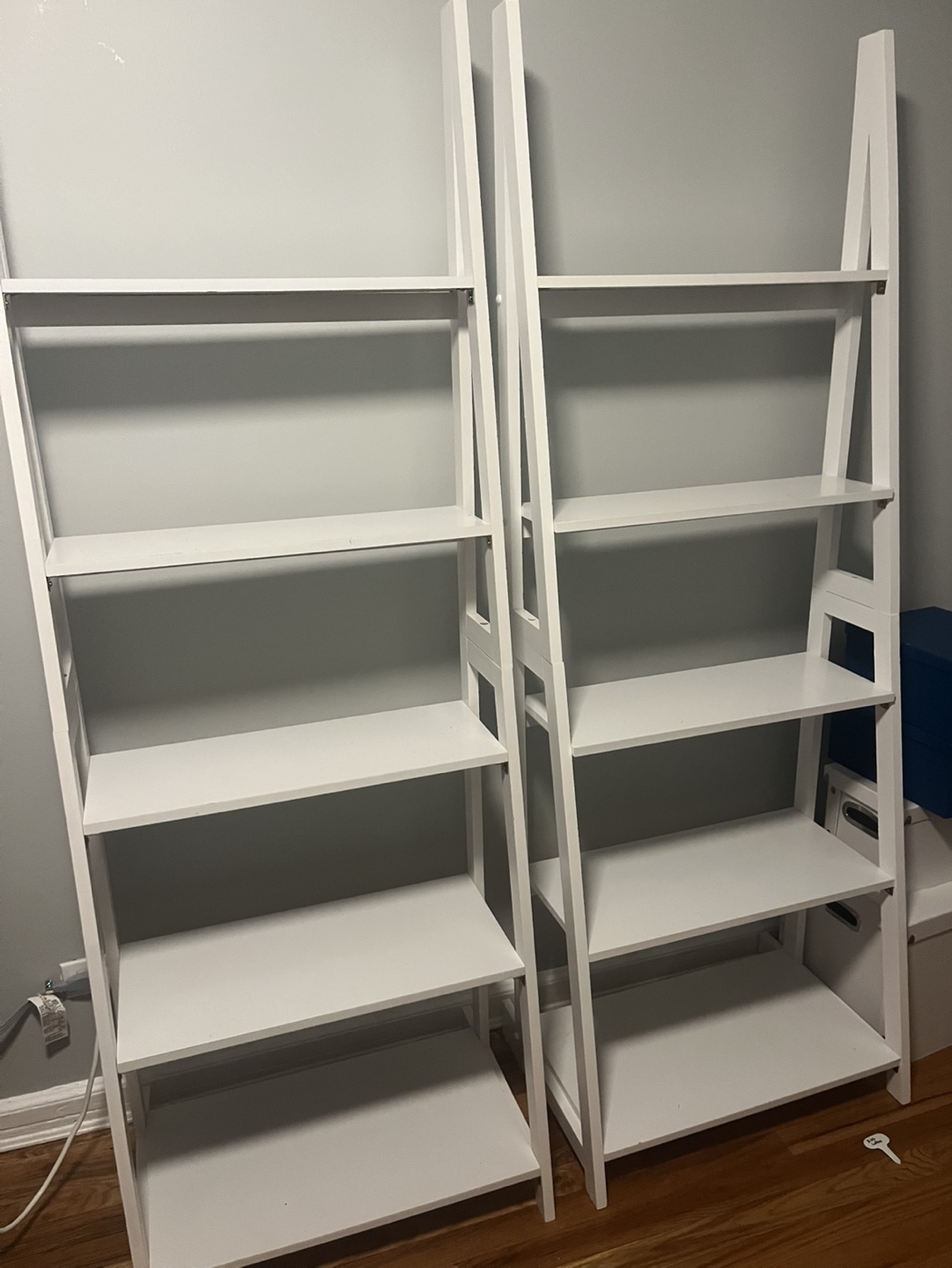 2 White Ladder Bookshelves for Free