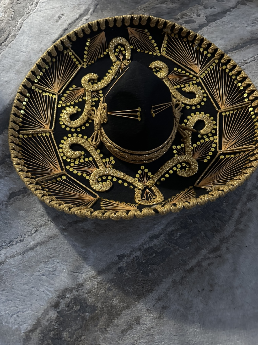 Black Sombrero with Gold Sequins