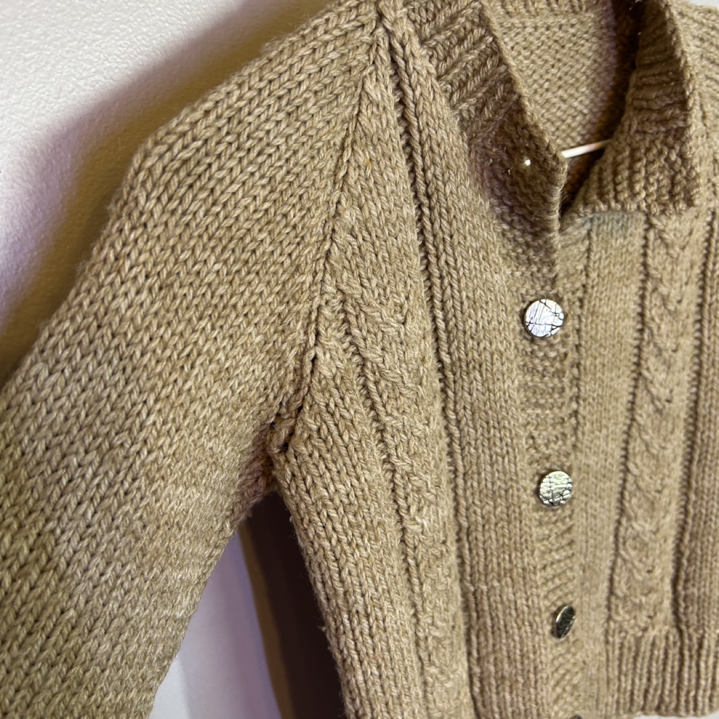 Vintage 1982 Handmade Knit Kids Button Up Cardigan Size 3T - photo 3