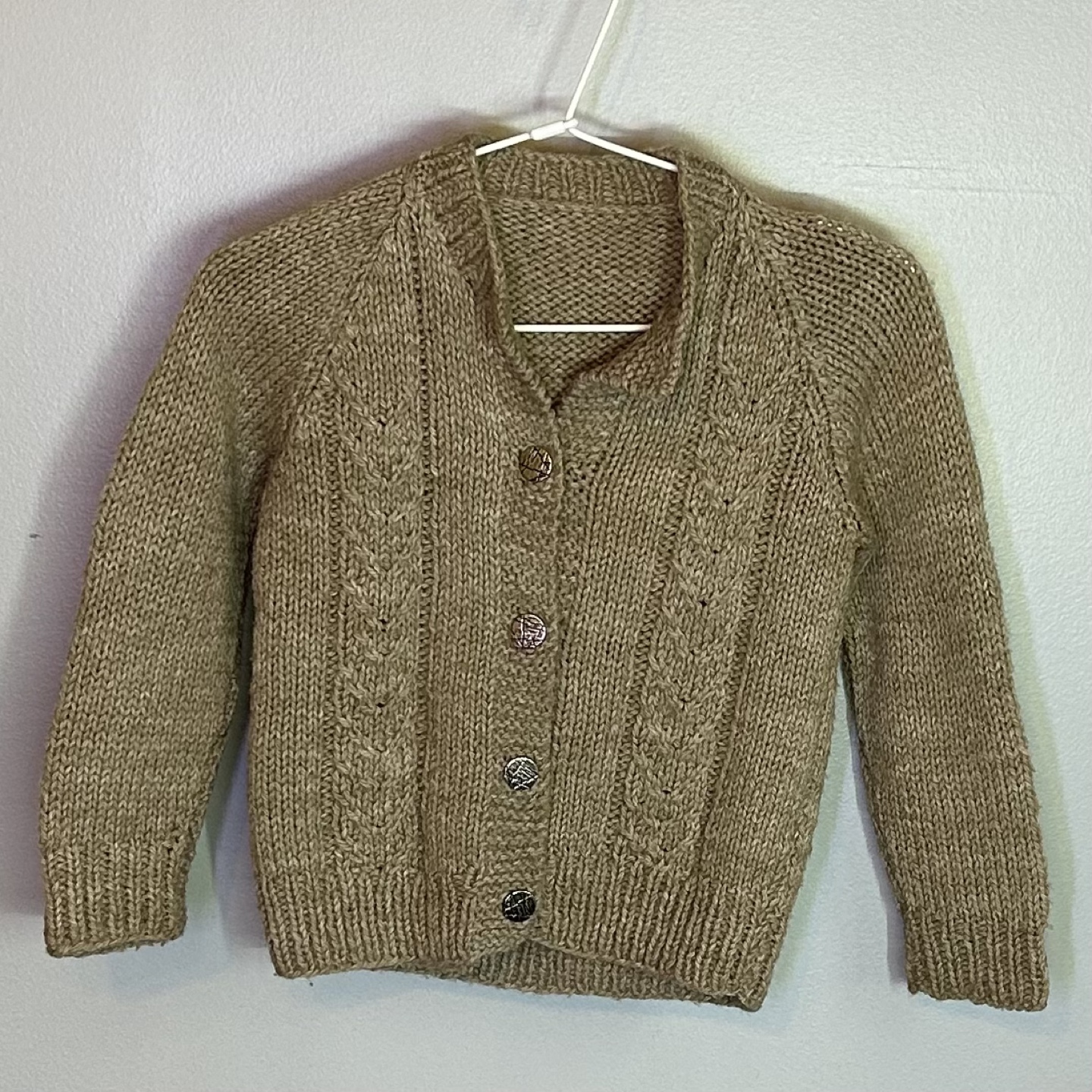 Vintage 1982 Handmade Knit Kids Button Up Cardigan Size 3T