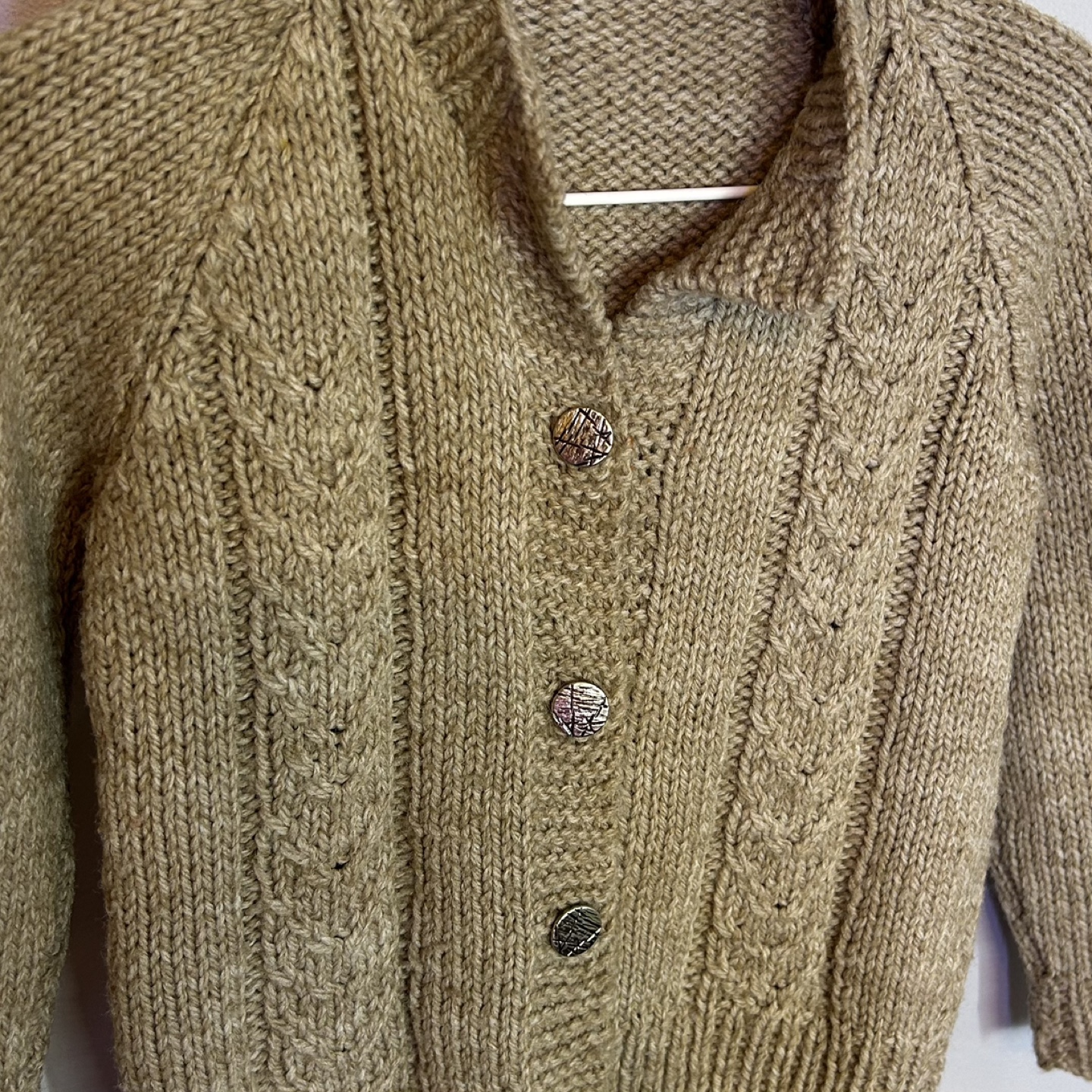 Vintage 1982 Handmade Knit Kids Button Up Cardigan Size 3T - photo 2