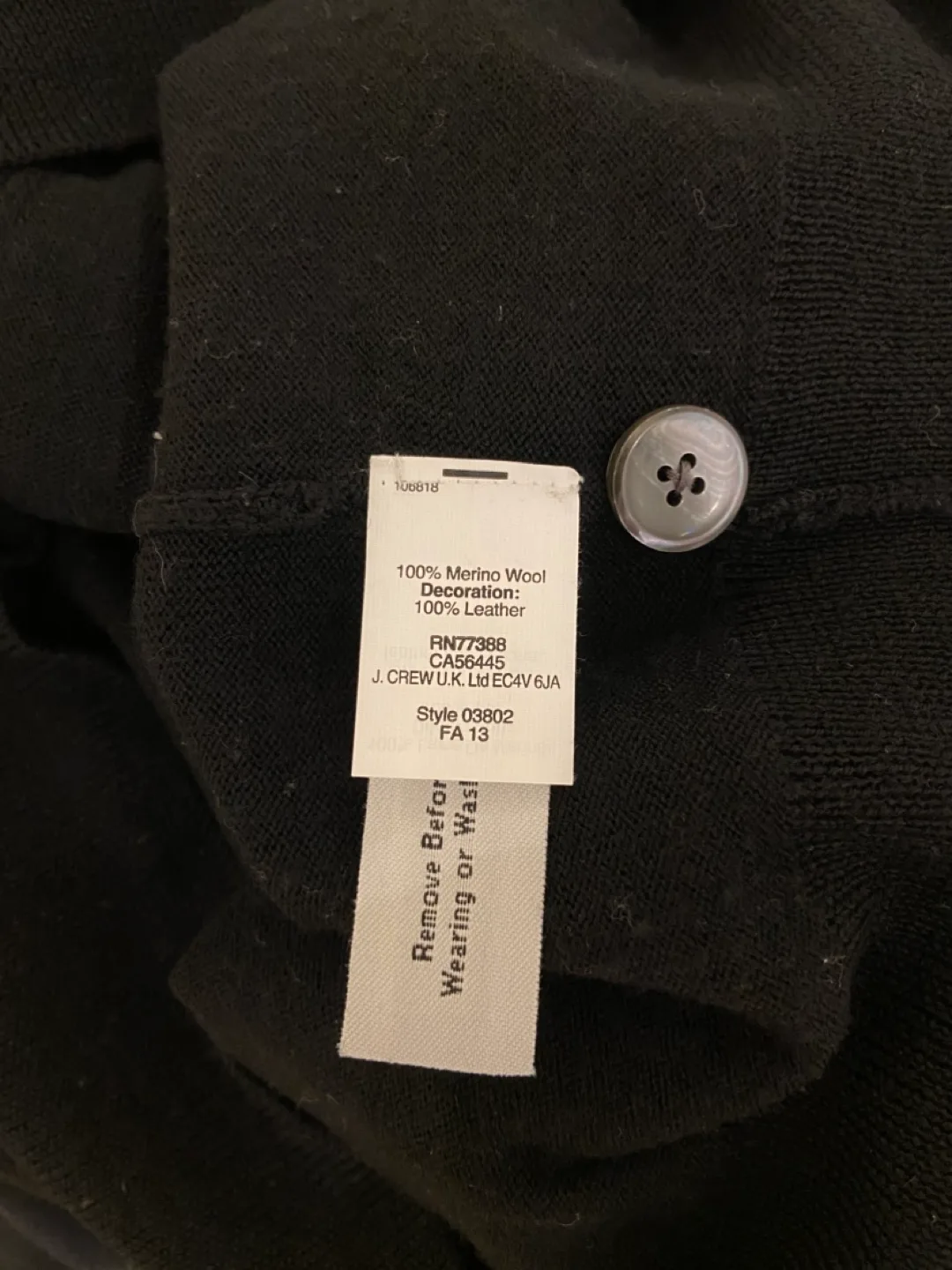 J.Crew Black Leather Trim Cardigan image indicator(5)