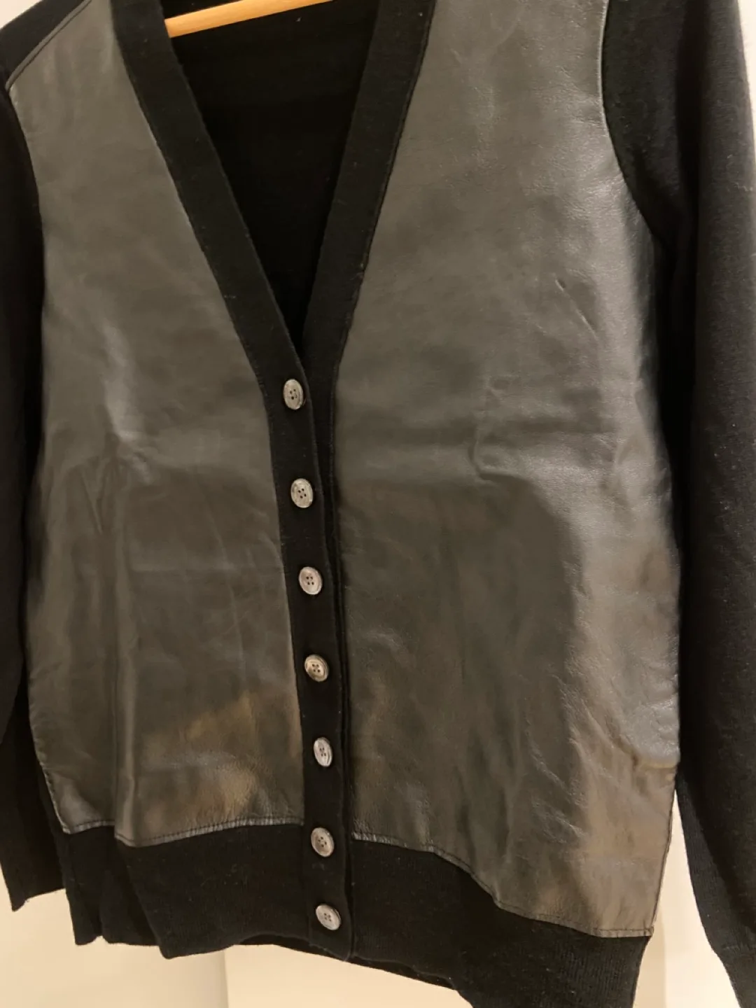 J.Crew Black Leather Trim Cardigan image indicator(2)