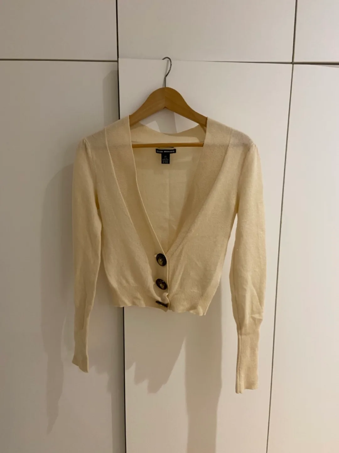 Club Monaco Cashmere V Cream Cardigan thumbnail
